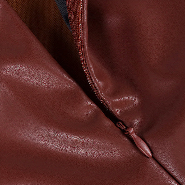 brown halter leather dress zipper