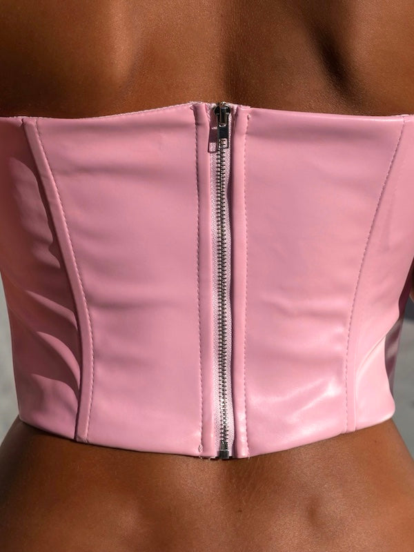 pink crop corset back view