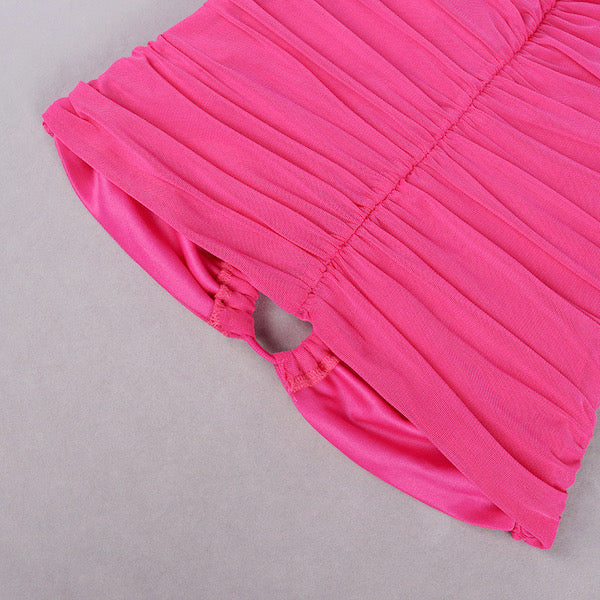  bodycon hot pink dress strapless