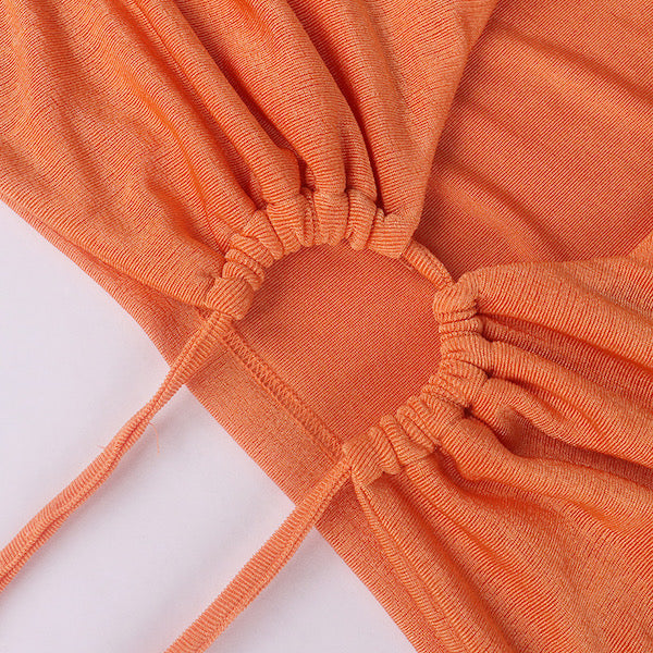 orange long sleeved crop top detail 