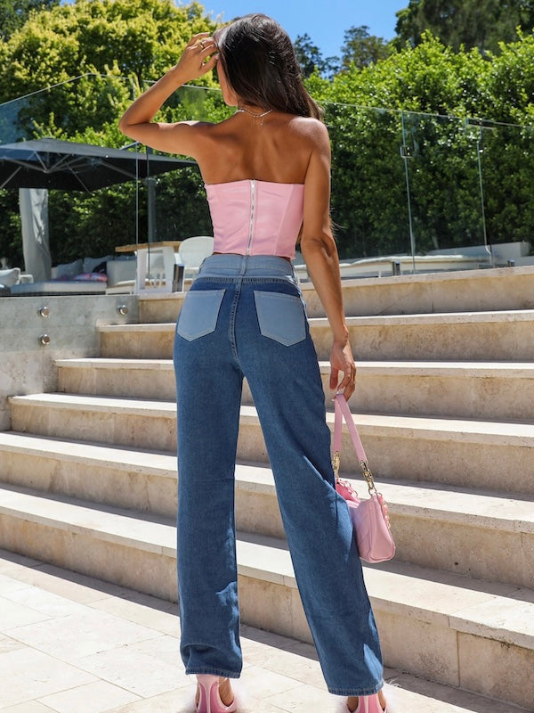 pink crop corset back view