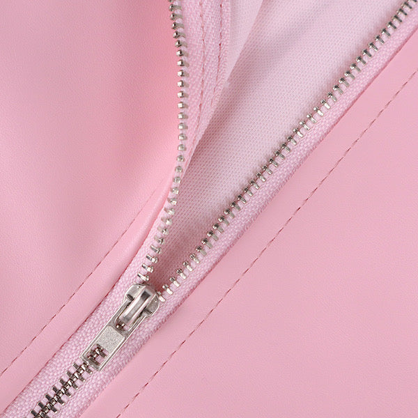 pink crop corset close up