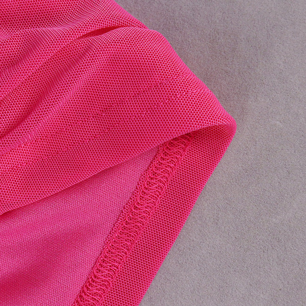 strapless bodycon hot pink dress detail